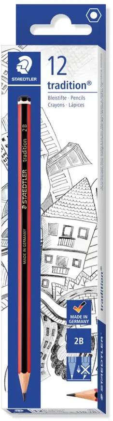 Staedtler tradition 110, 2B, Juodas, Raudona, Hexagonal, PEFC, 2 mm, 1 pc(s)