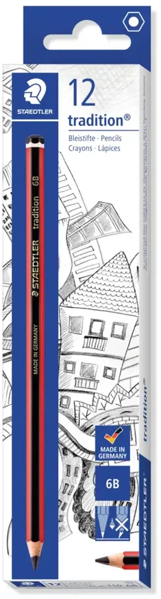 Staedtler 110-6B, 6B, Juodas, Raudona, 12 pc(s)