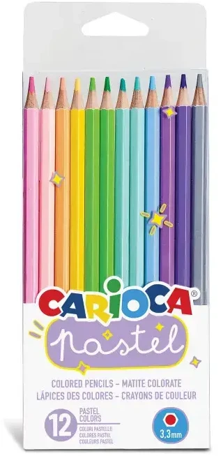 Spalvoti pieštukai CARIOCA, pastelinių spalvų, 12 vnt.