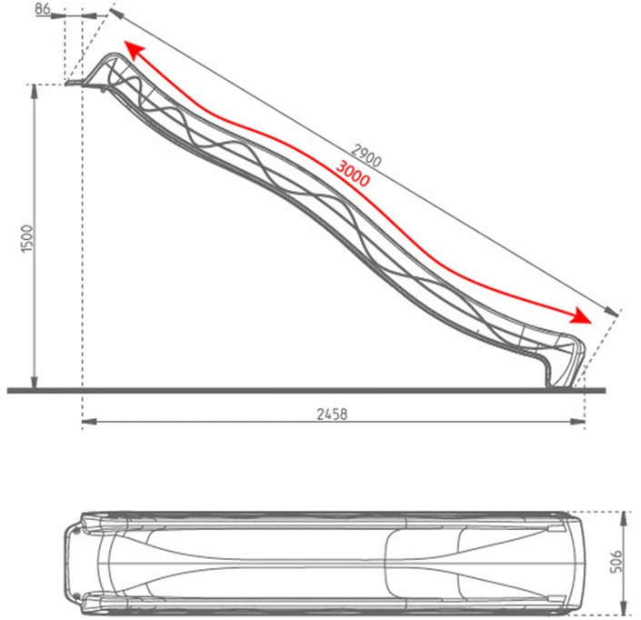 Antracito čiuožykla 300 cm