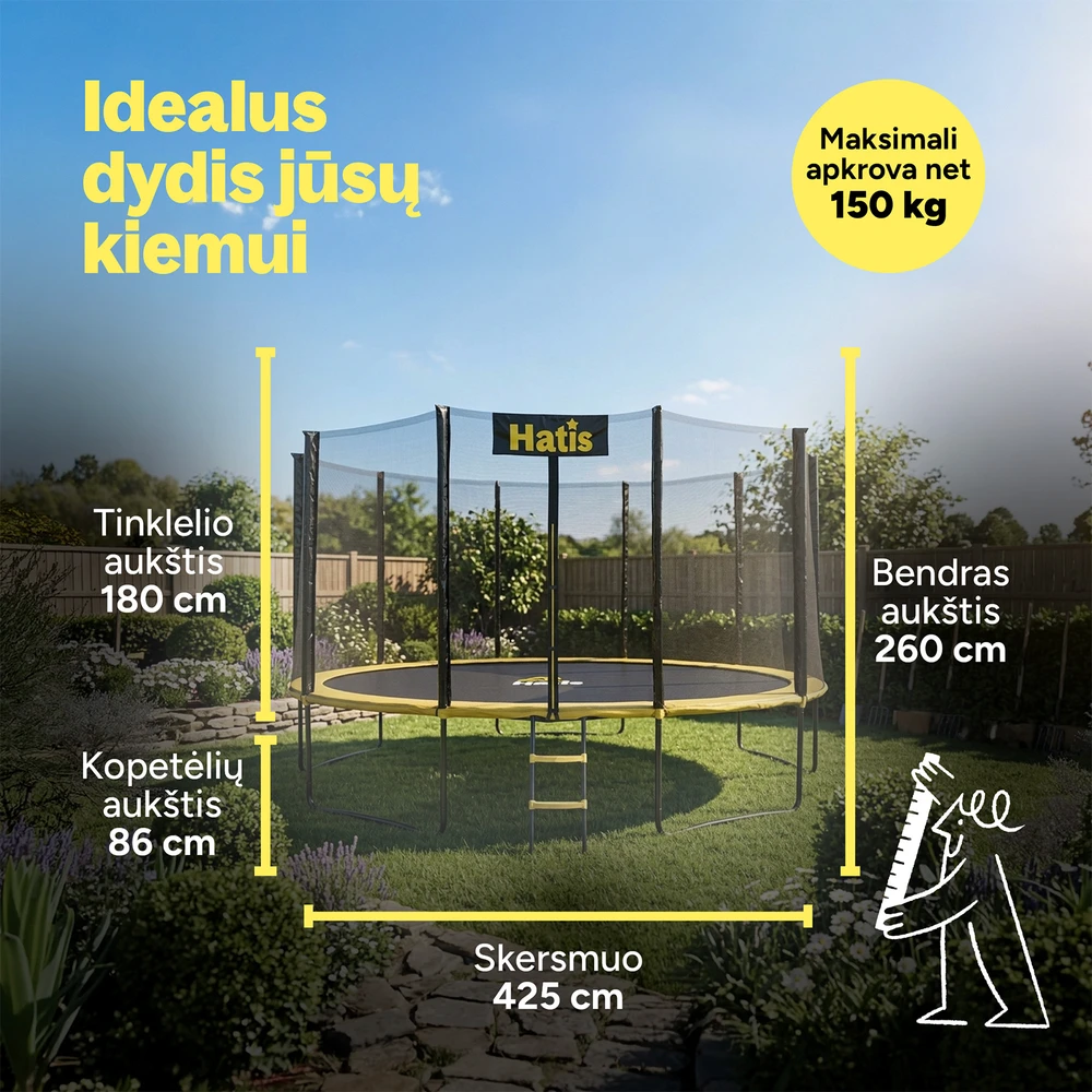 Hengst Batutas HATIS 4.25 m, su apsauginiu tinklu ir laipteliais