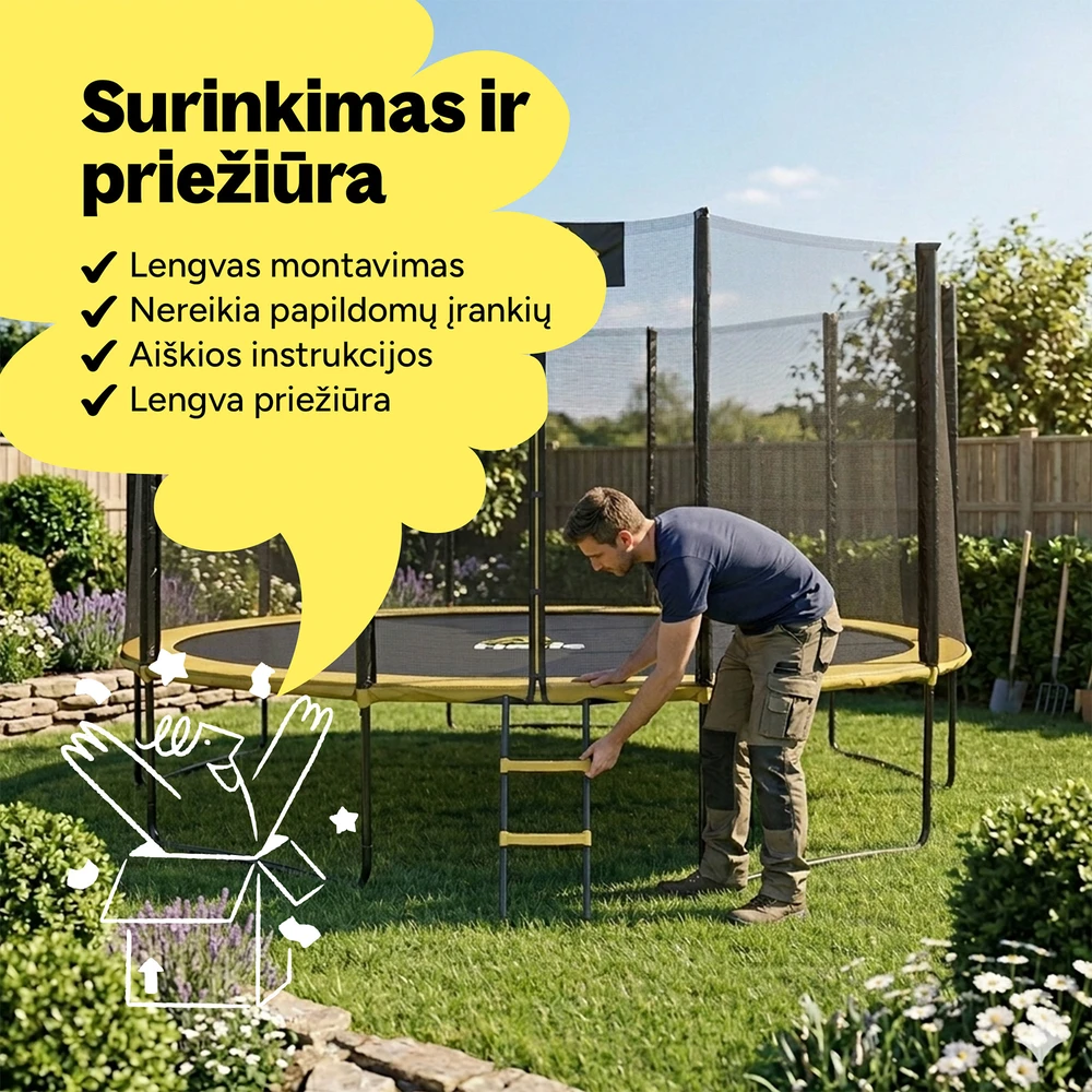 Batutas HATIS 4.88 m, su apsauginiu tinklu ir laipteliais