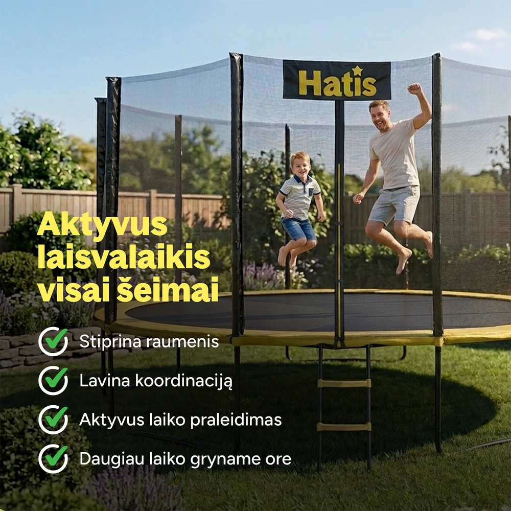 Batutas HATIS 4.88 m, su apsauginiu tinklu ir laipteliais