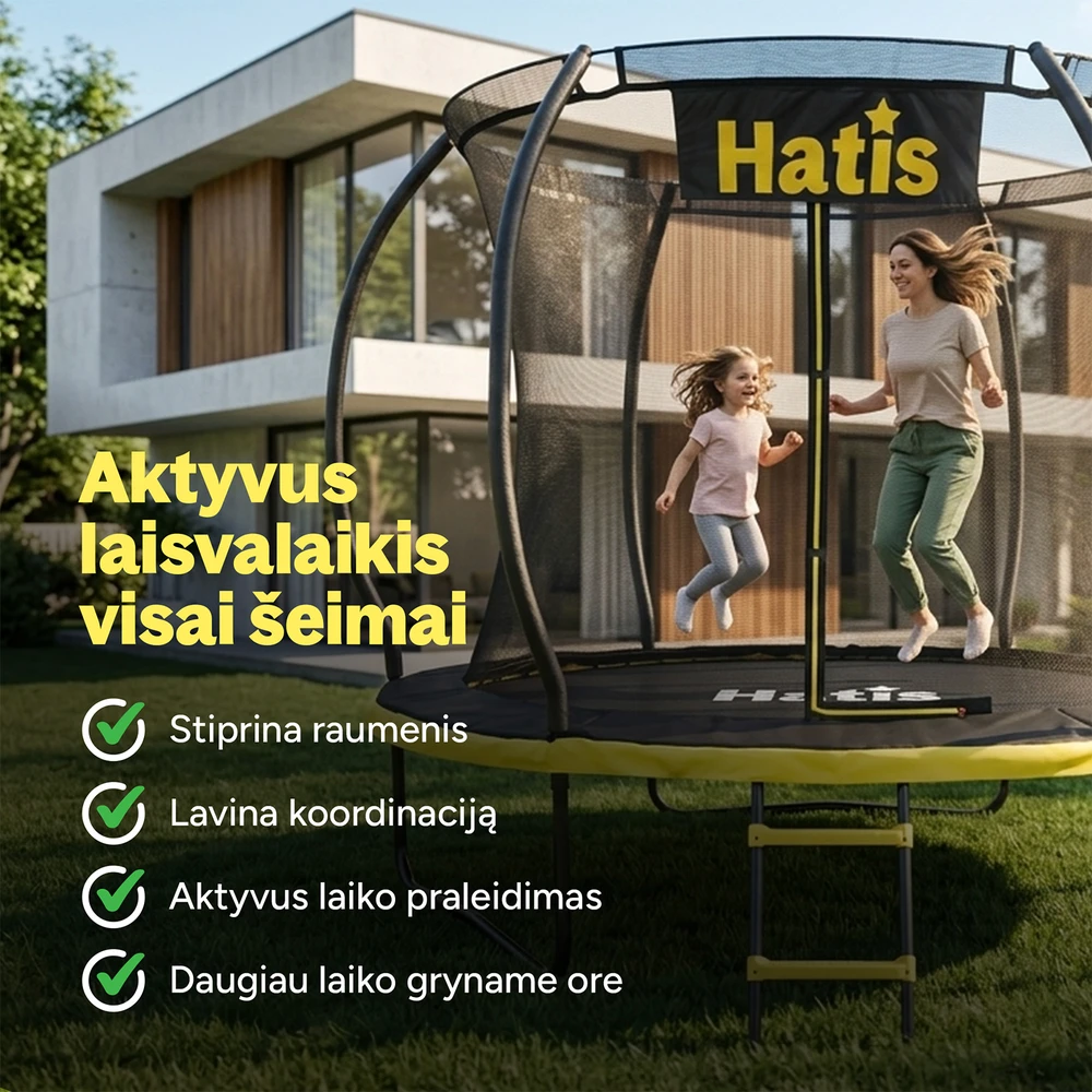 Batutas HATIS 4.88 m, su vidiniu apsauginiu tinklu ir laipteliais