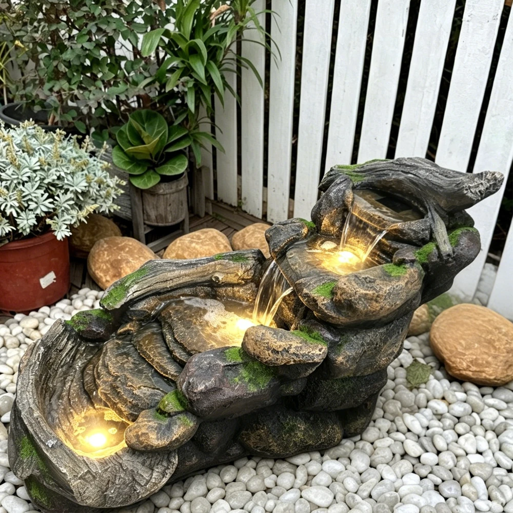 Dekoratyvinis lauko fontanas, 108 x 60 x 78 cm, su LED apšvietimu