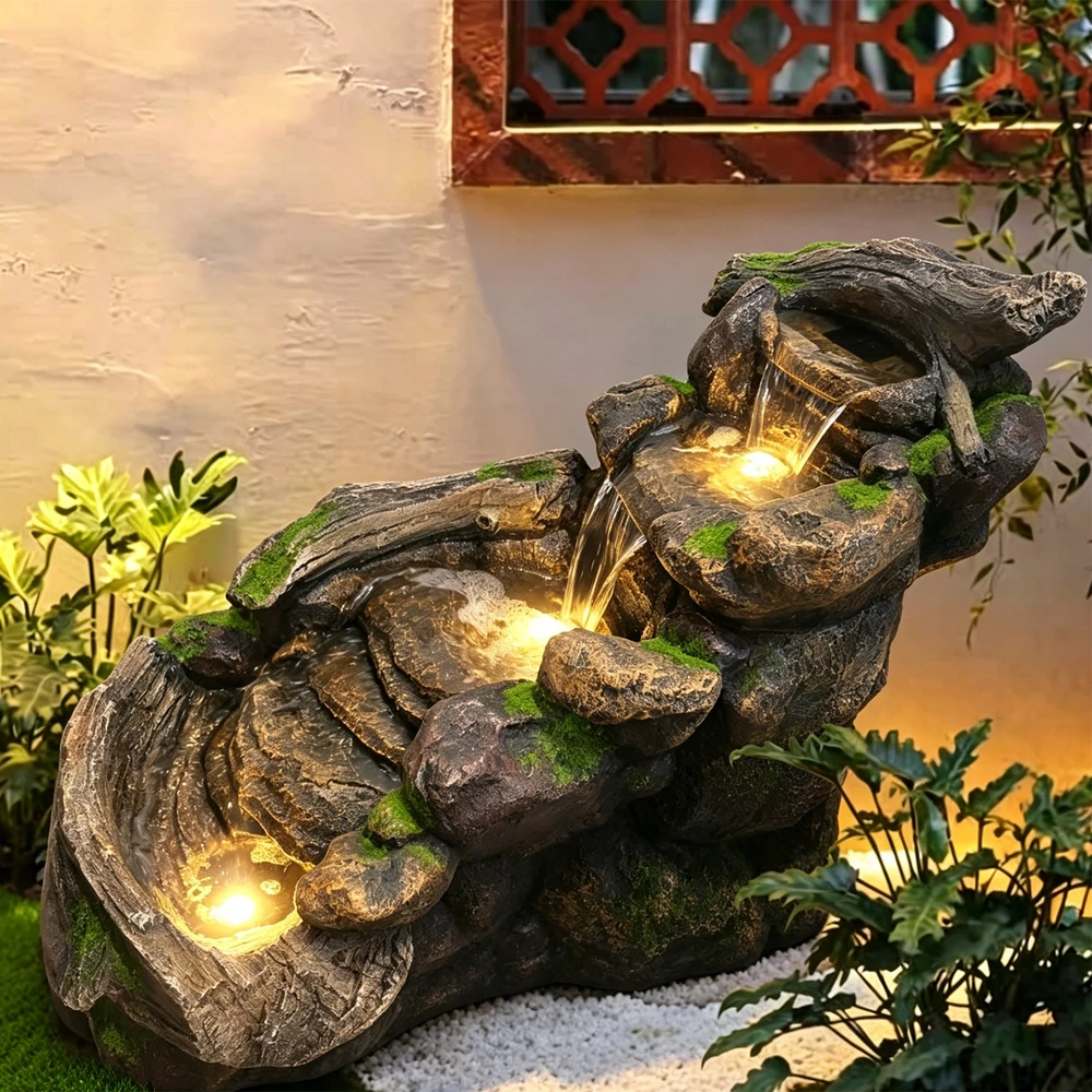 Dekoratyvinis lauko fontanas, 108 x 60 x 78 cm, su LED apšvietimu