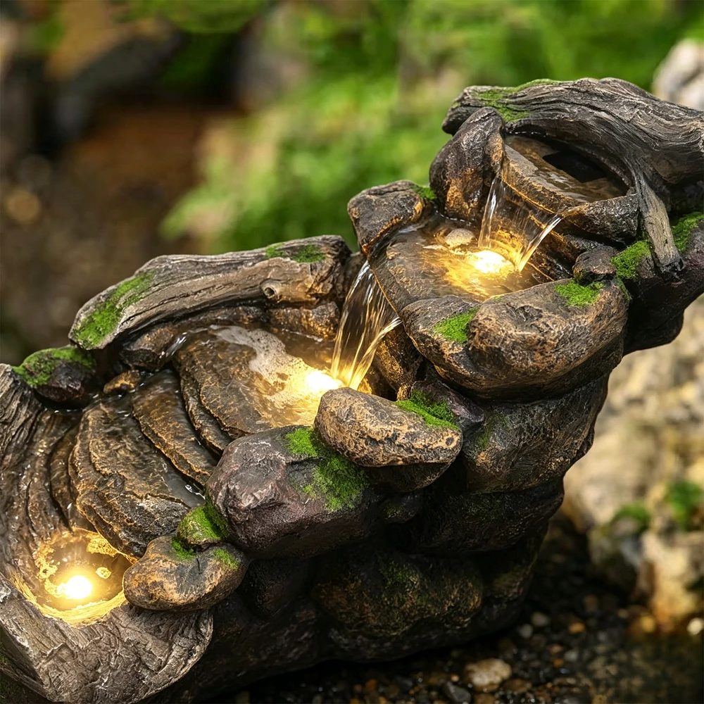 Dekoratyvinis lauko fontanas, 108 x 60 x 78 cm, su LED apšvietimu