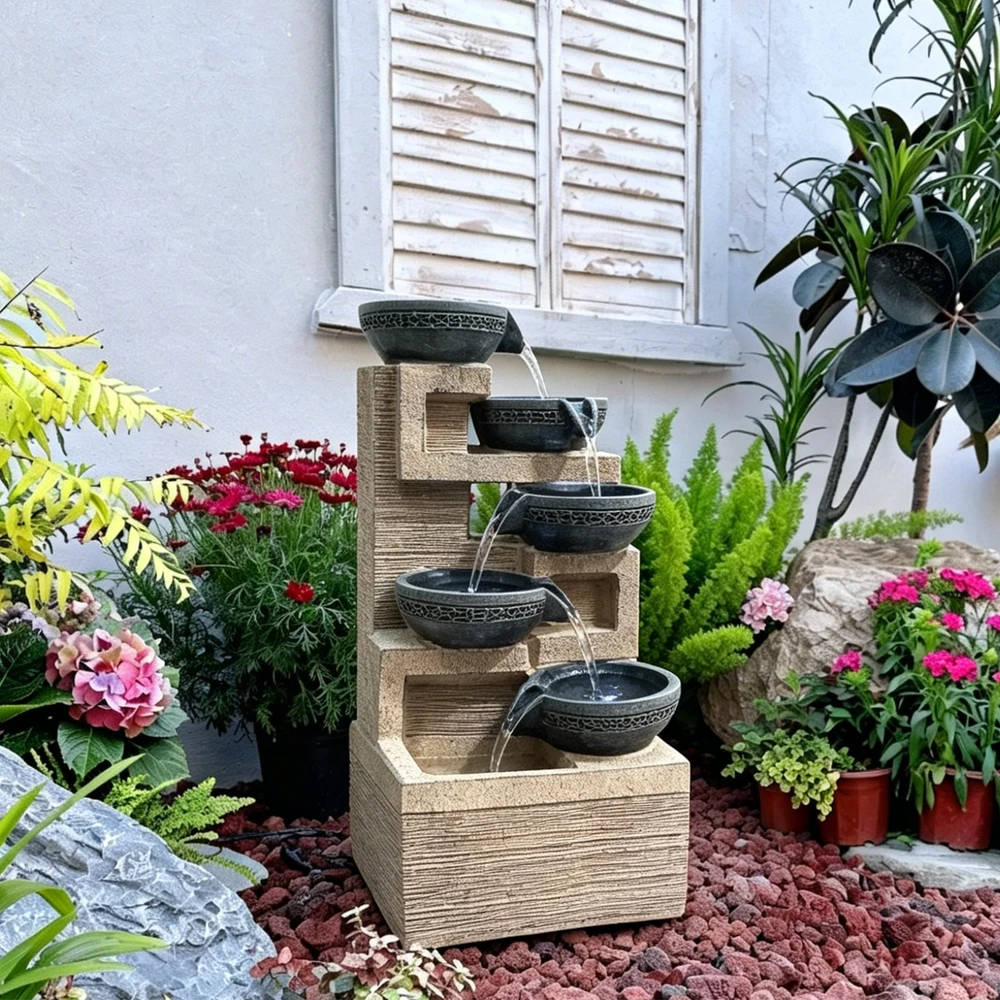 Dekoratyvinis lauko fontanas, 22 x 19,5 x 39 cm, su LED apšvietimu
