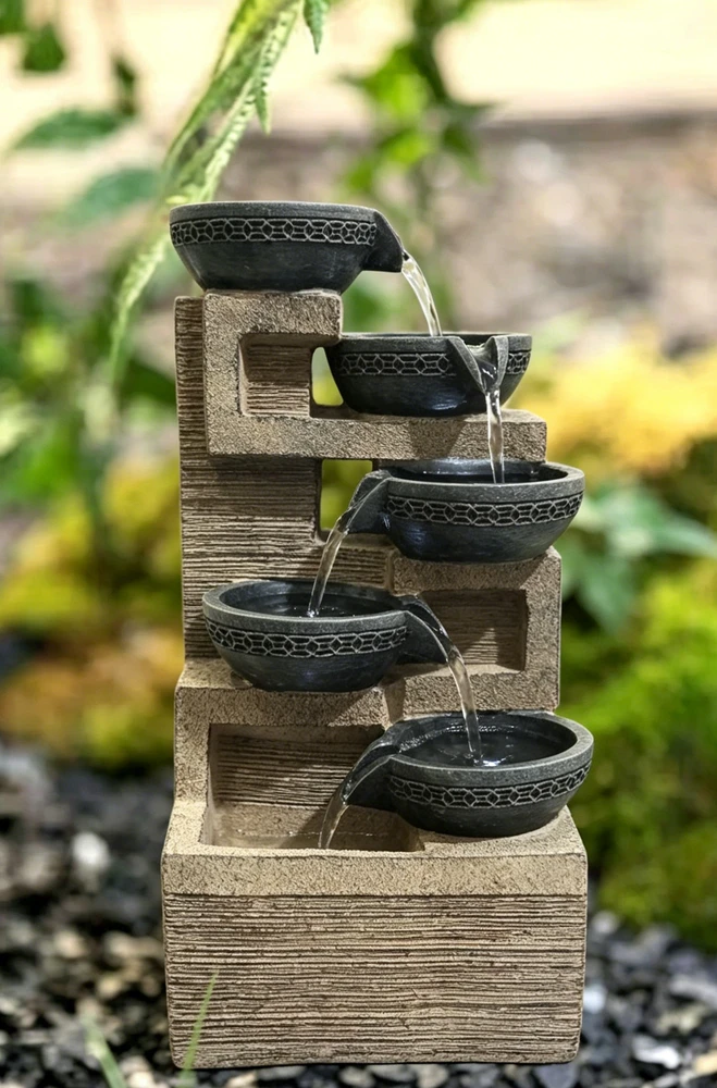 Dekoratyvinis lauko fontanas, 22 x 19,5 x 39 cm, su LED apšvietimu