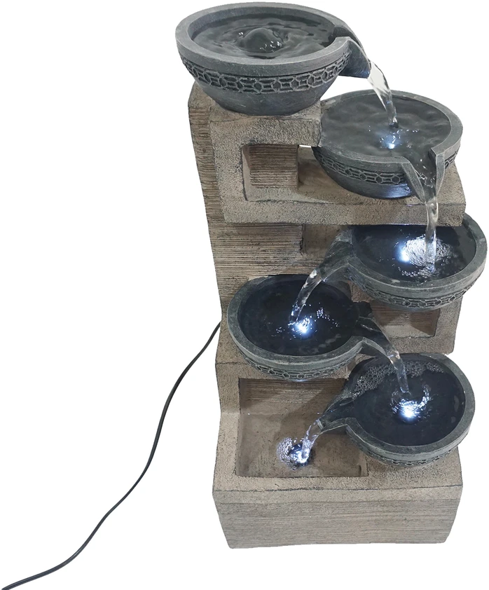 Dekoratyvinis lauko fontanas, 22 x 19,5 x 39 cm, su LED apšvietimu