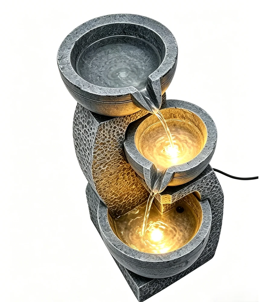 Dekoratyvinis lauko fontanas, 25 x 27 x 45,5 cm, su LED apšvietimu