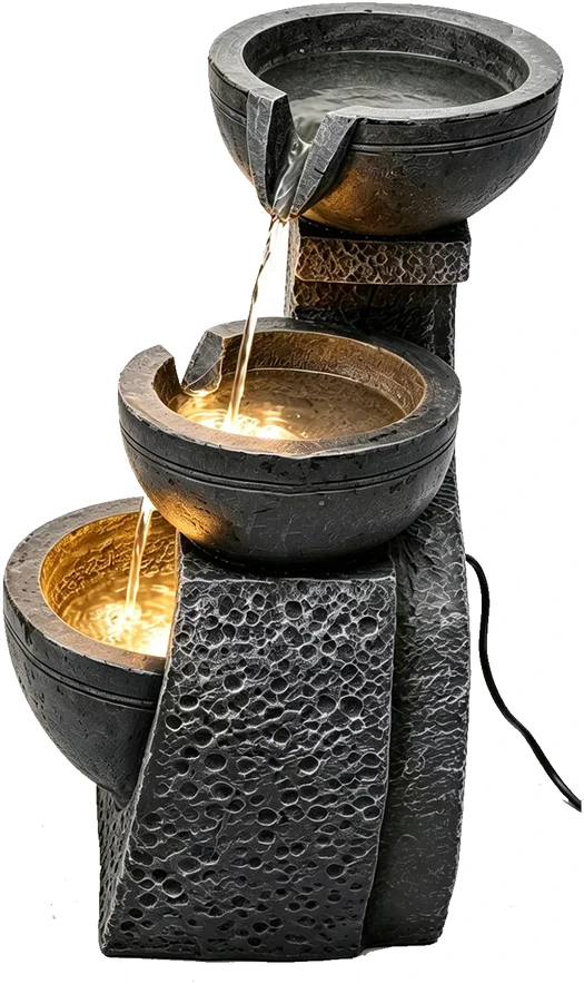 Dekoratyvinis lauko fontanas, 25 x 27 x 45,5 cm, su LED apšvietimu