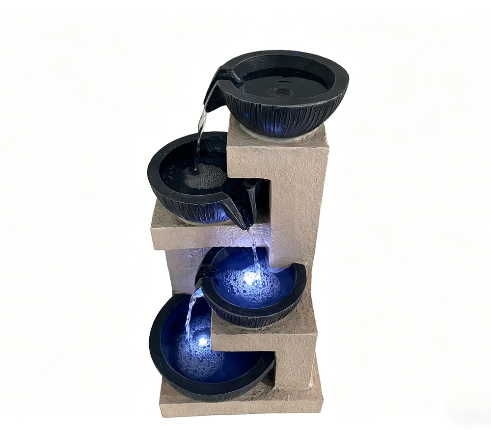 Dekoratyvinis lauko fontanas, 27 x 24 x 50,5 cm, su LED apšvietimu