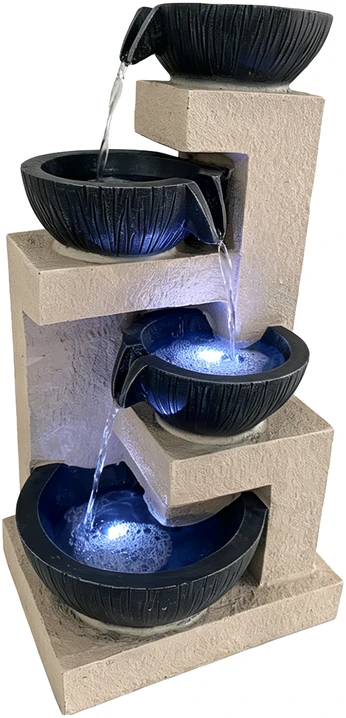 Dekoratyvinis lauko fontanas, 27 x 24 x 50,5 cm, su LED apšvietimu
