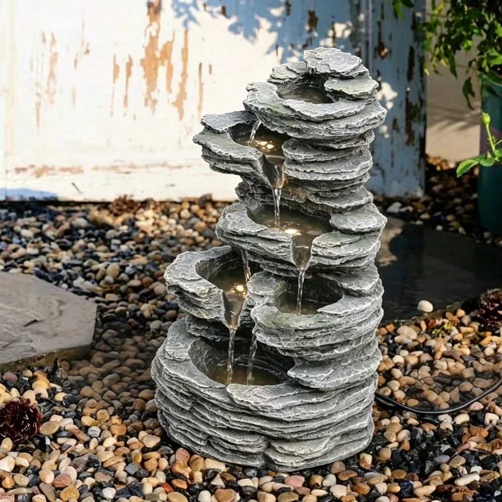 Dekoratyvinis lauko fontanas, 27,5 x 19 x 47,5 cm, su LED apšvietimu