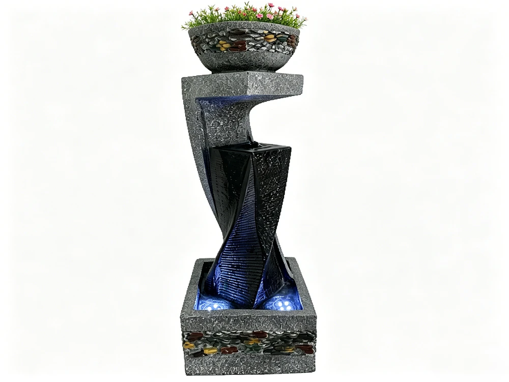 Dekoratyvinis lauko fontanas, 29 x 27 x 73 cm, su LED apšvietimu