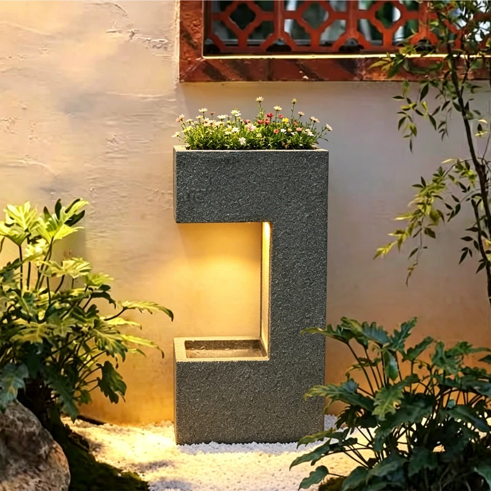 Dekoratyvinis lauko fontanas, 31 x 21 x 62.5 cm, su LED apšvietimu