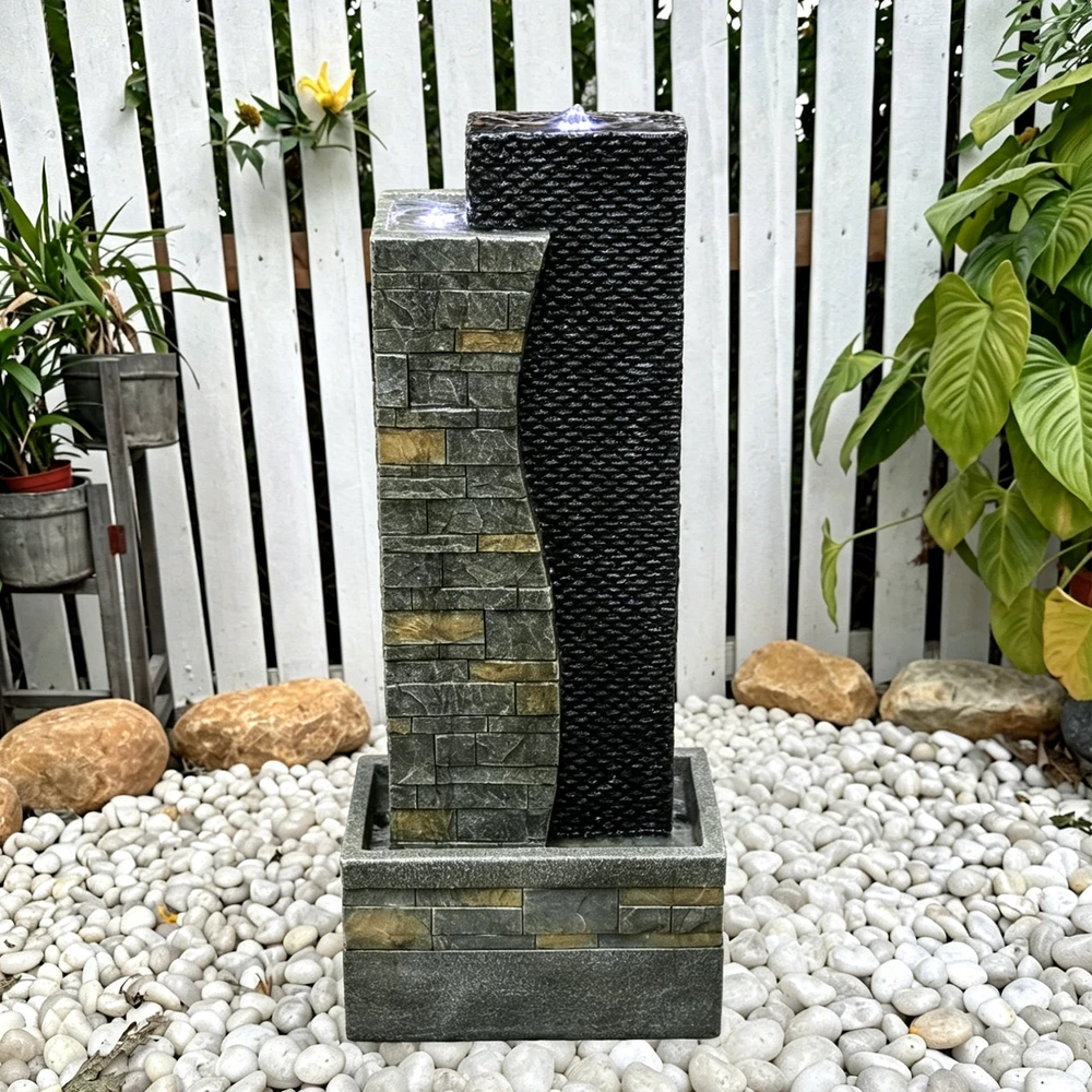Dekoratyvinis lauko fontanas, 36 x 22 x 80 cm, su LED apšvietimu