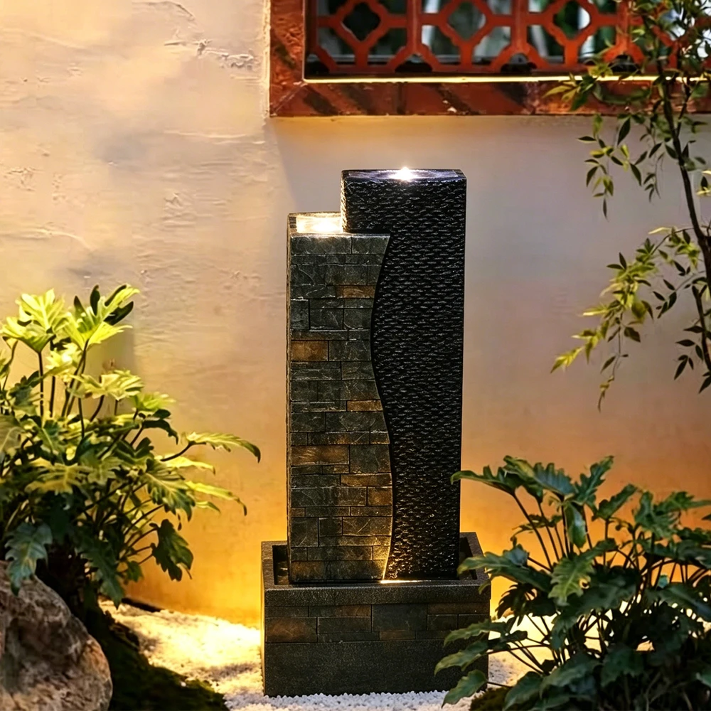 Dekoratyvinis lauko fontanas, 36 x 22 x 80 cm, su LED apšvietimu