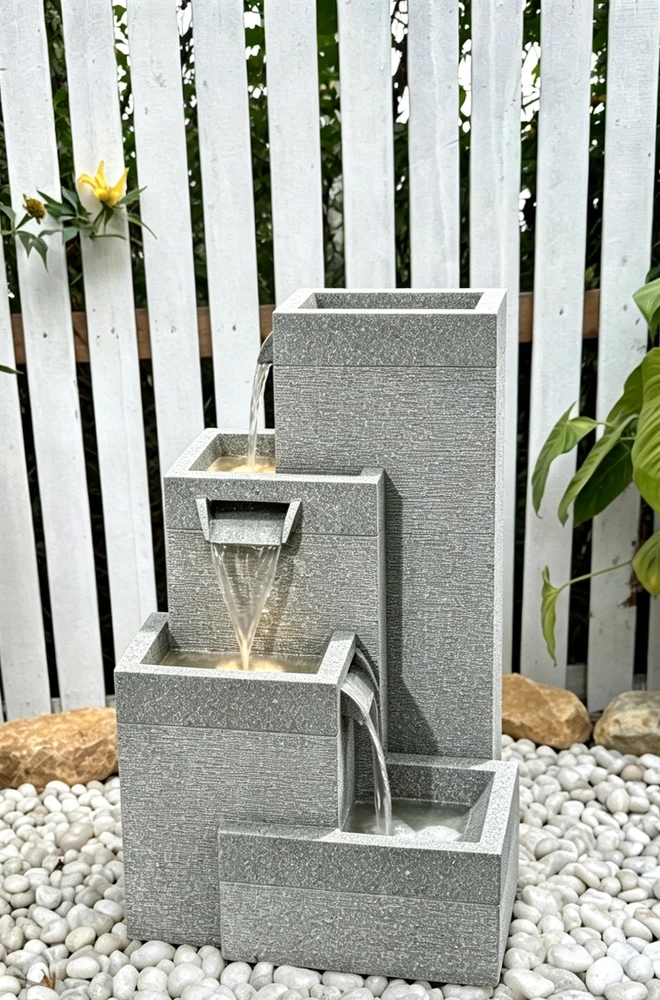 Dekoratyvinis lauko fontanas, 40 x 38 x 67 cm, su LED apšvietimu