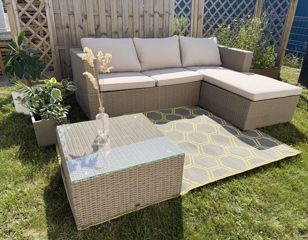 Lauko baldų komplektas HATIS „Bali“, smėlio spalvos