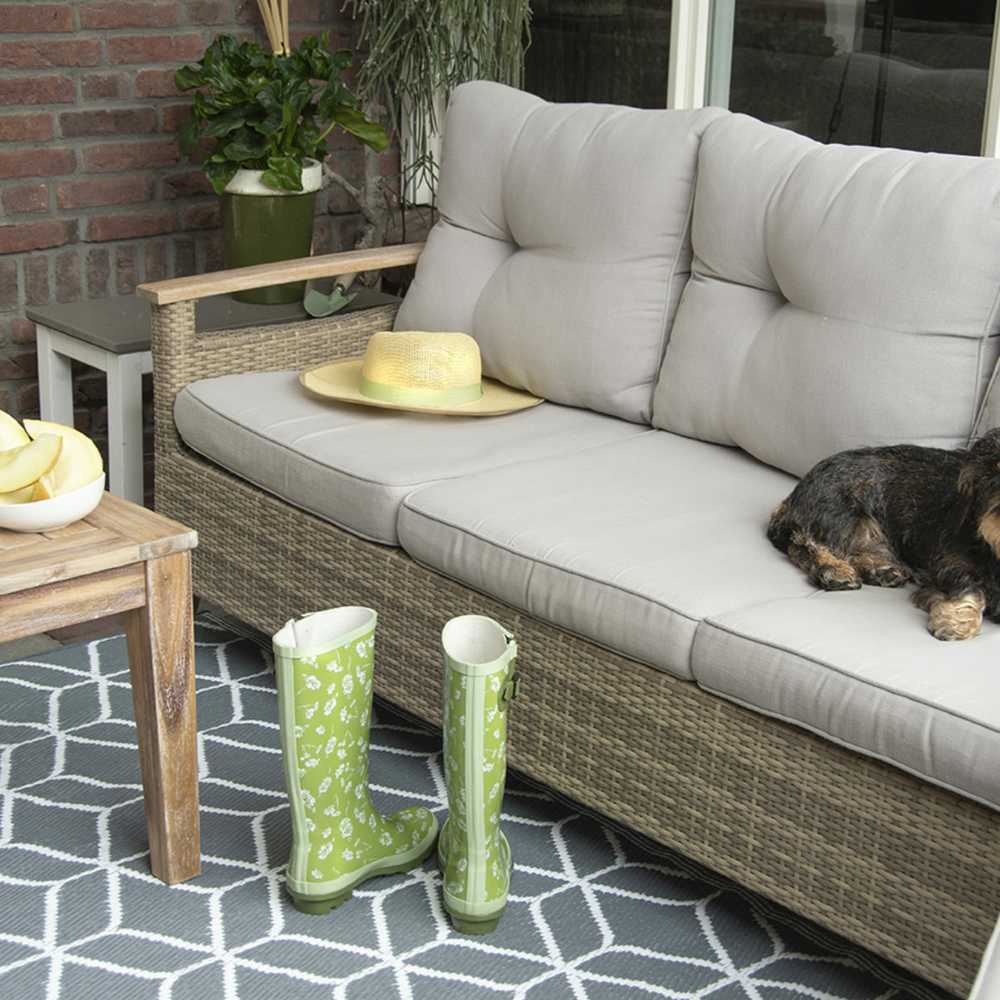 Esschert Design Lauko kilimas, pilkas ir baltas, 180x121cm, OC25