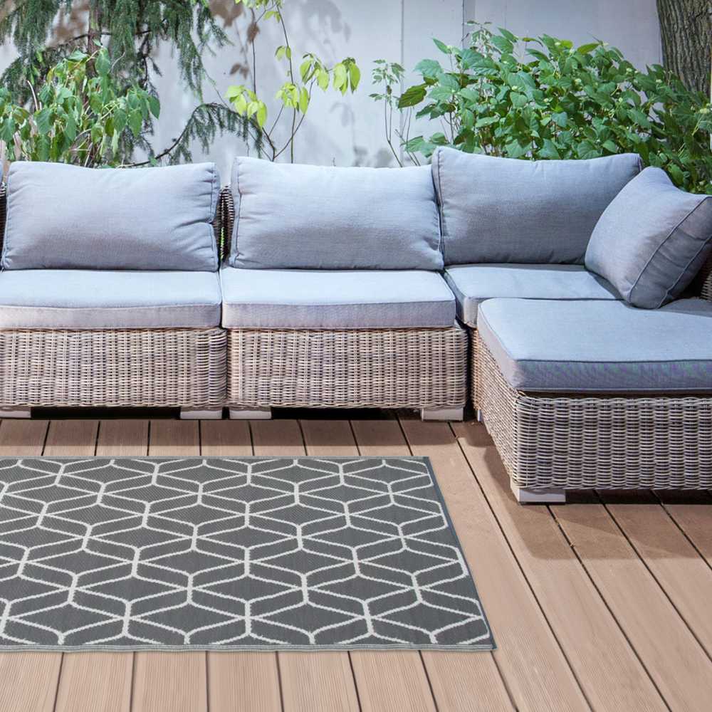 Esschert Design Lauko kilimas, pilkas ir baltas, 180x121cm, OC25