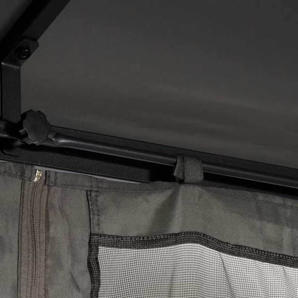 Lauko pavėsinė, 4 × 3 m, su užuolaidomis, tamsiai pilka