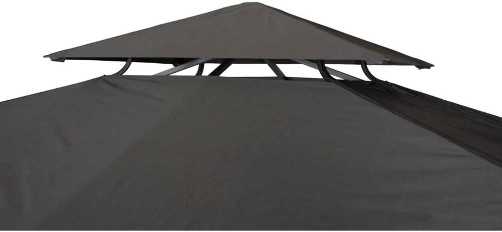 Lauko pavėsinė, 4 × 3 m, su užuolaidomis, tamsiai pilka