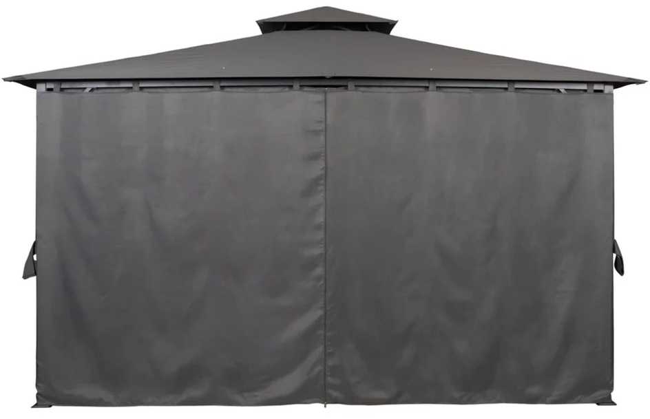 Lauko pavėsinė, 4 × 3 m, su užuolaidomis, tamsiai pilka