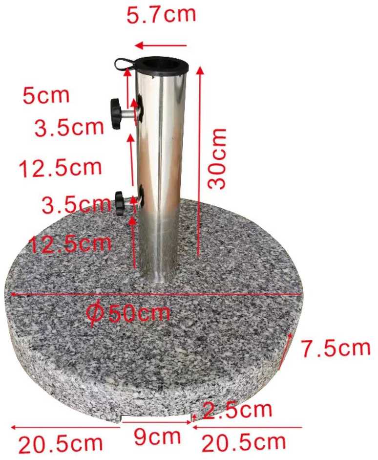 Lauko skėčio pagrindas, ⌀ 50 cm, 40 kg, pilkas