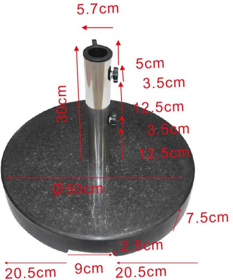 Lauko skėčio pagrindas, ⌀ 50 cm, 40 kg, juodas