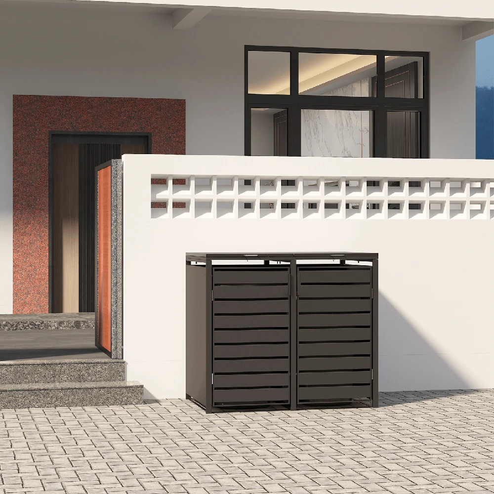 Metalinė dviguba konteinerio stoginė HATIS, ruda