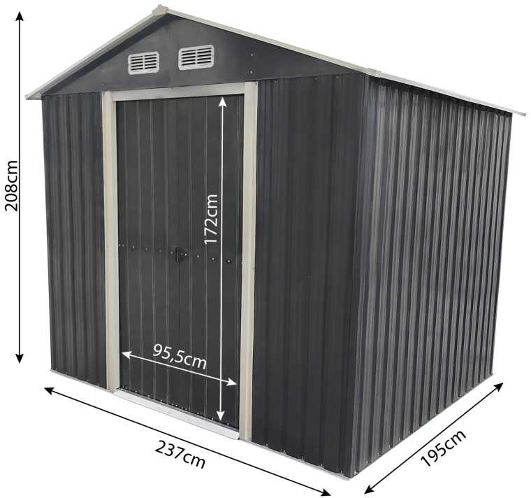 Metalinis sandėliukas 4,6 m², antracito, 237 × 195 × 208/172 cm
