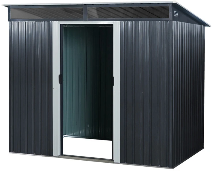 Metalinis sandėliukas su stoglangiu, antracito, 238 × 174 × 196/173 cm