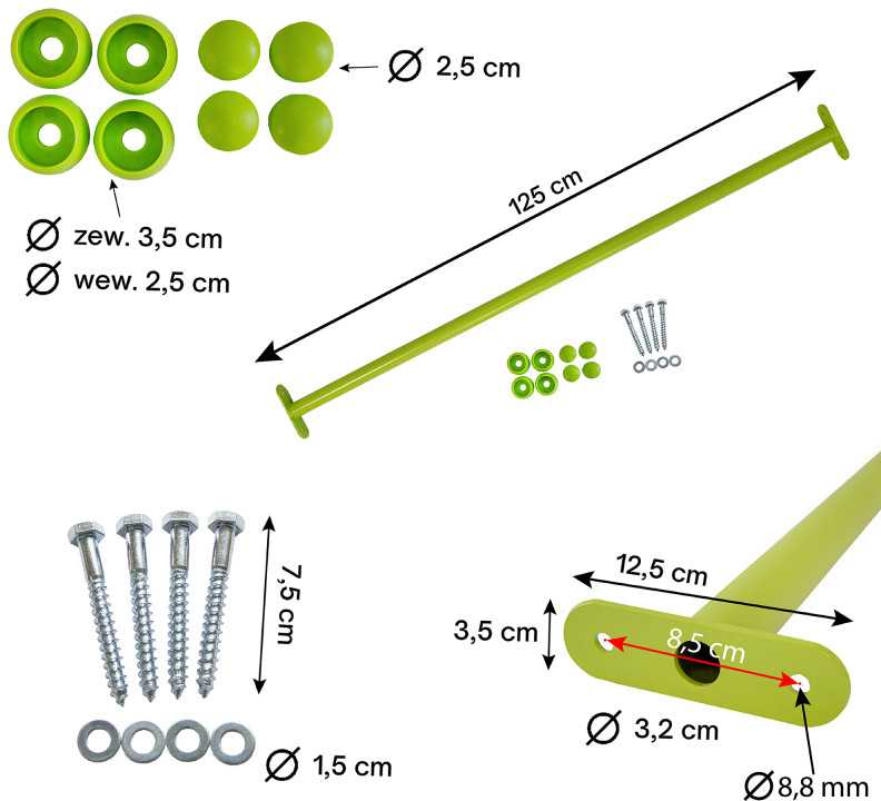 Metalinis skersinis 125 cm, šviesiai žalias