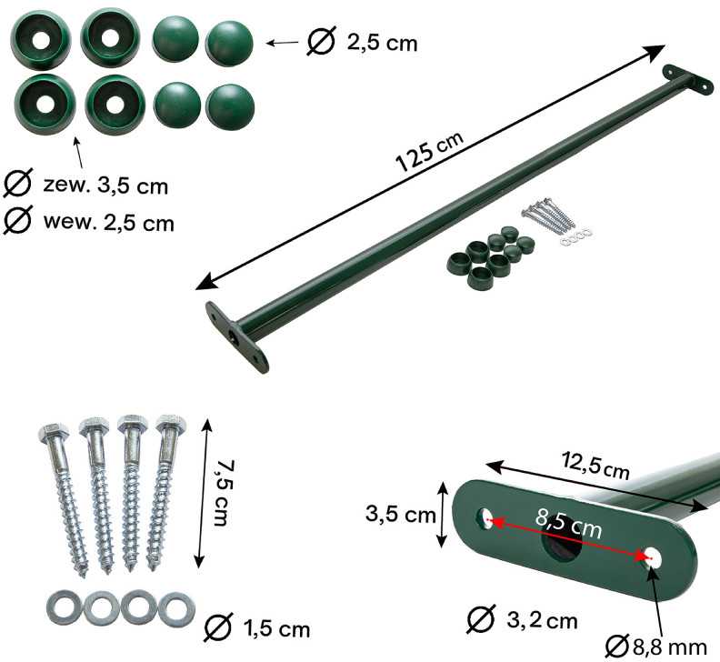 Metalinis skersinis 125 cm, žalias