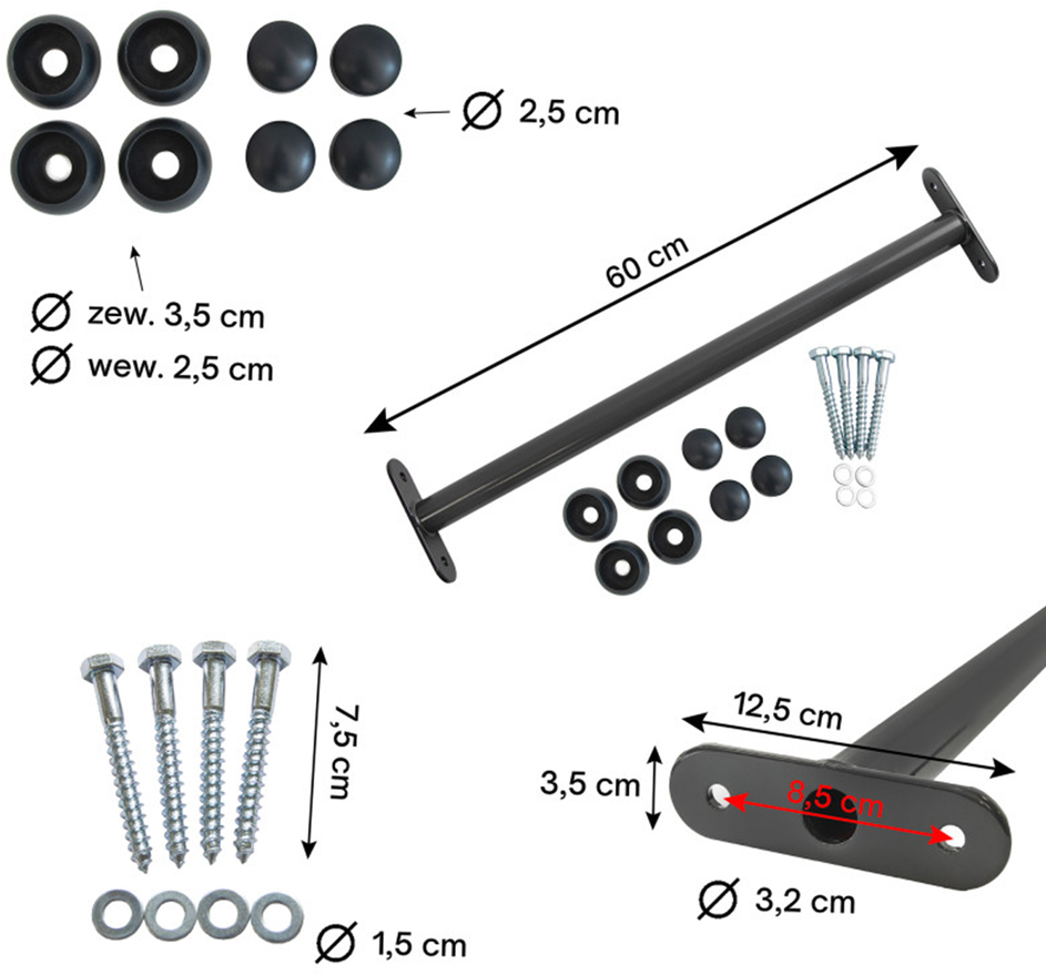 Metalinis skersinis 60 cm, antracito