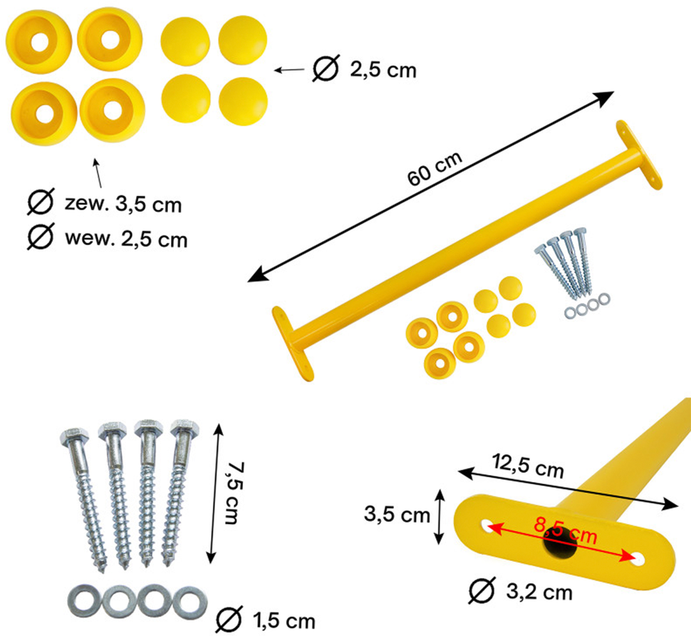 Metalinis skersinis 60 cm, geltonas