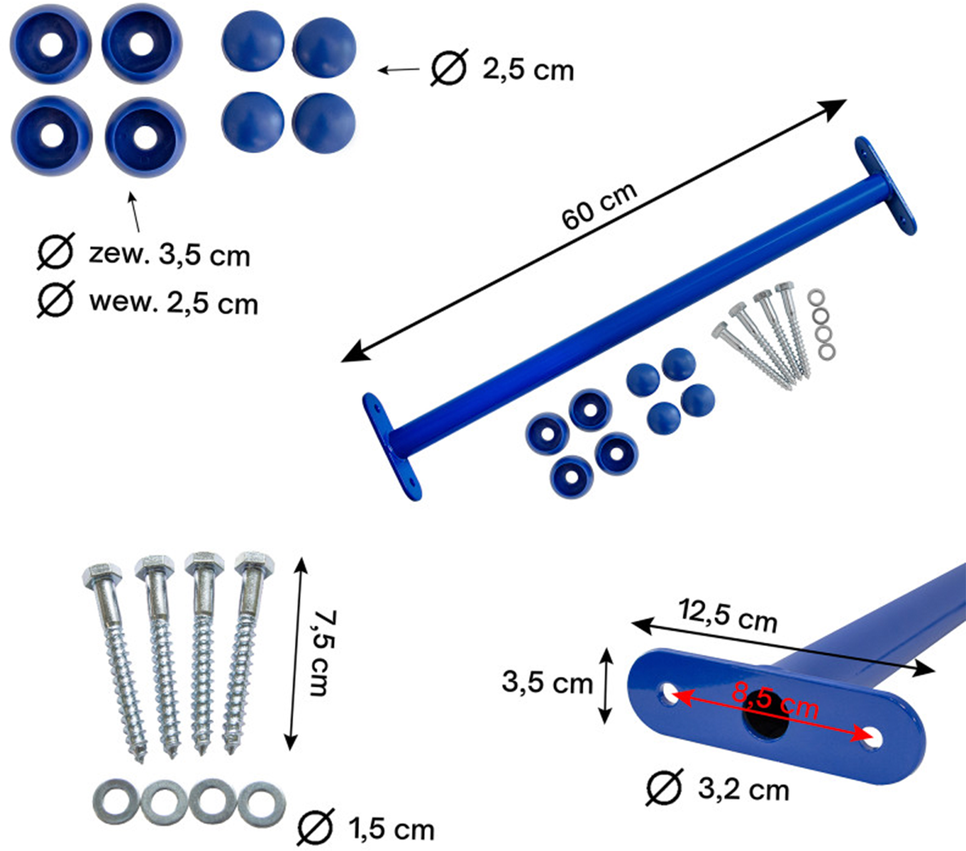 Metalinis skersinis 60 cm, mėlynas