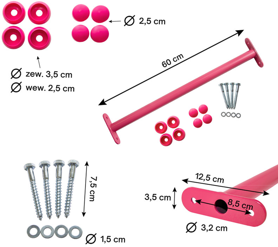 Metalinis skersinis 60 cm, rožinis
