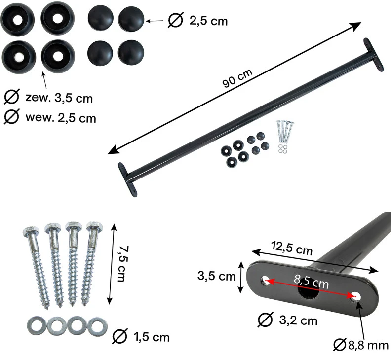 Metalinis skersinis 90 cm, antracito