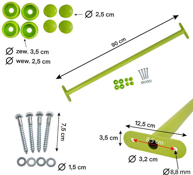 Metalinis skersinis 90 cm, šviesiai žalias
