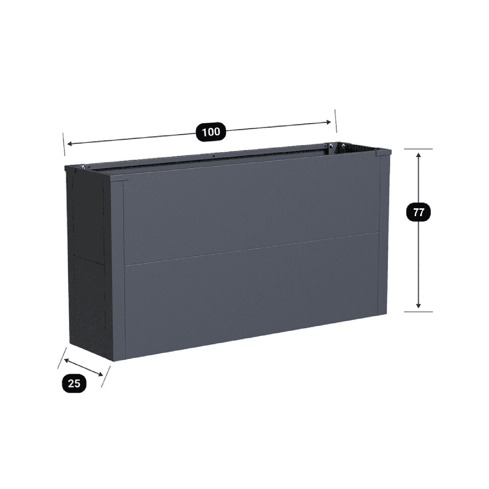 Metalinis vazonas HATIS, 100 x 25 x 77 cm, antracito