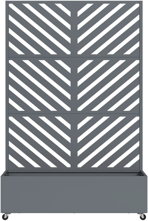Metalinis vazonas su atramine sienele ir ratukais HATIS, 119,5 × 40,6 × 185,5 cm, antracito