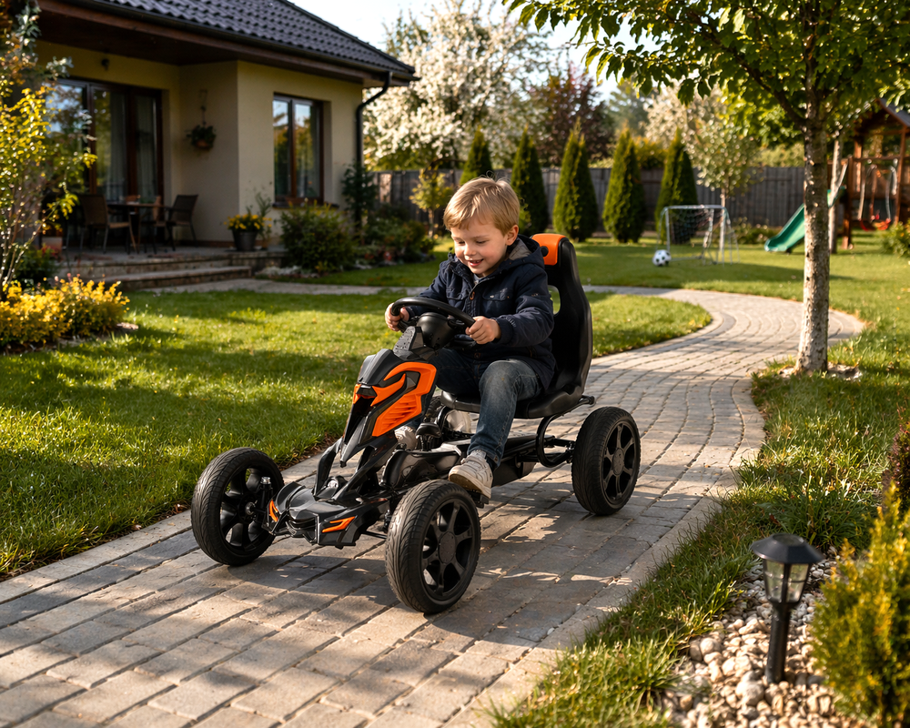Minamas vaikiškas kartingas HATIS, oranžinis/juodas