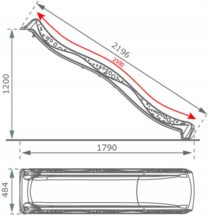 Pastelinė mėlyna čiuožykla 220 cm