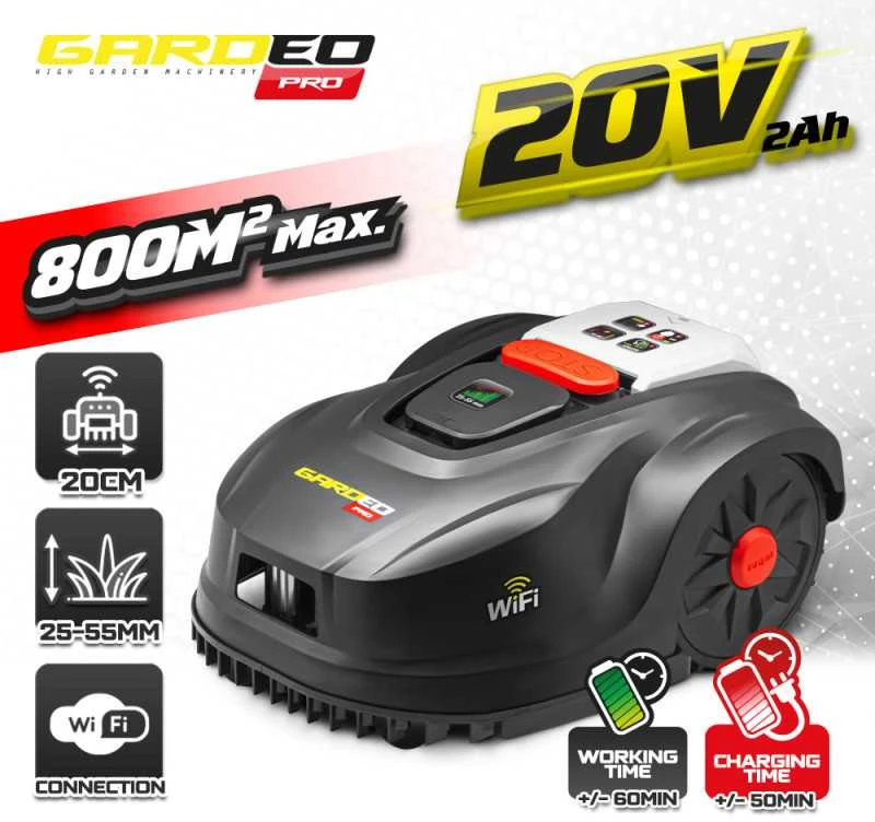 Robotas vejapjovė Gardeo Pro 20 V, 2 Ah, 800 m2