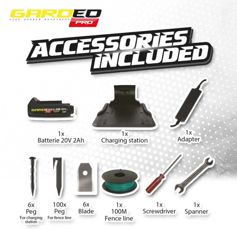 Robotas vejapjovė Gardeo Pro 20 V, 2 Ah, 800 m2