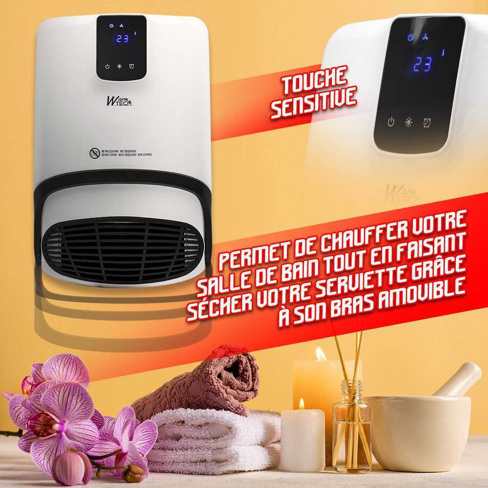 Keraminis sieninis šildytuvas Warmtech, 2000 W, baltas